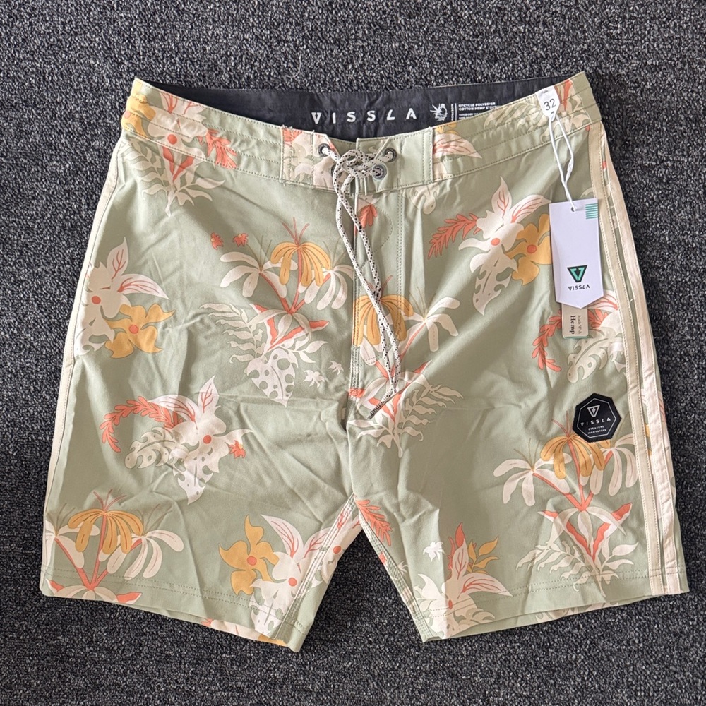 VISSLA Olive Floral Board Shorts